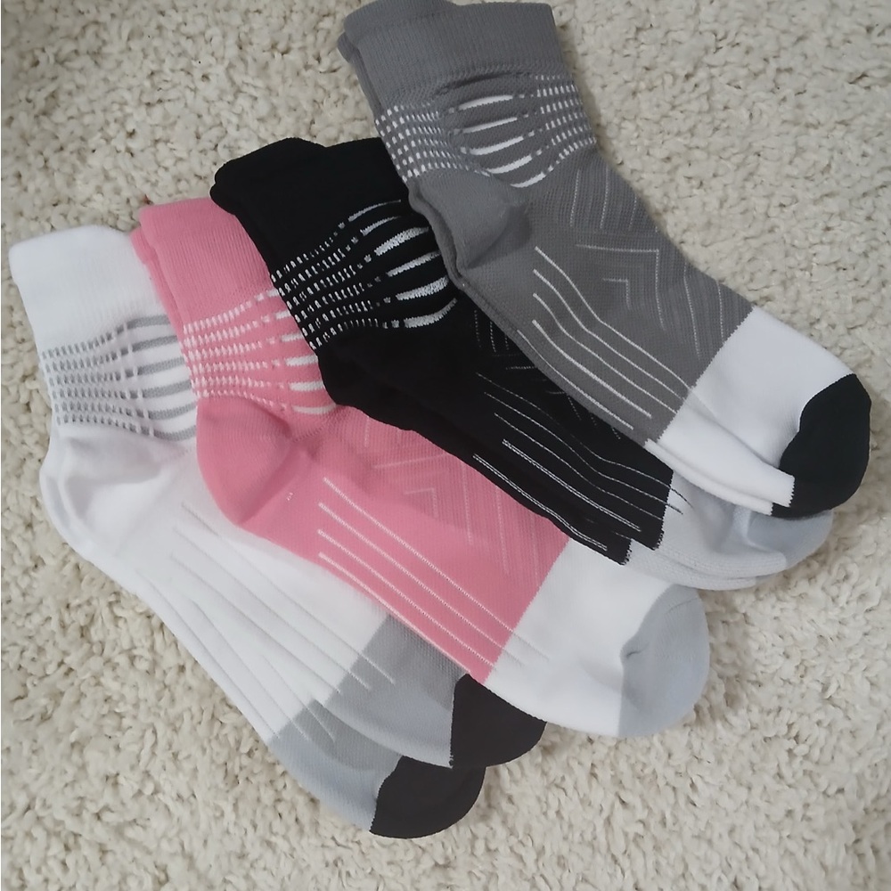 Women's Athletic Crew Socks - Pink, Black, Gray, White